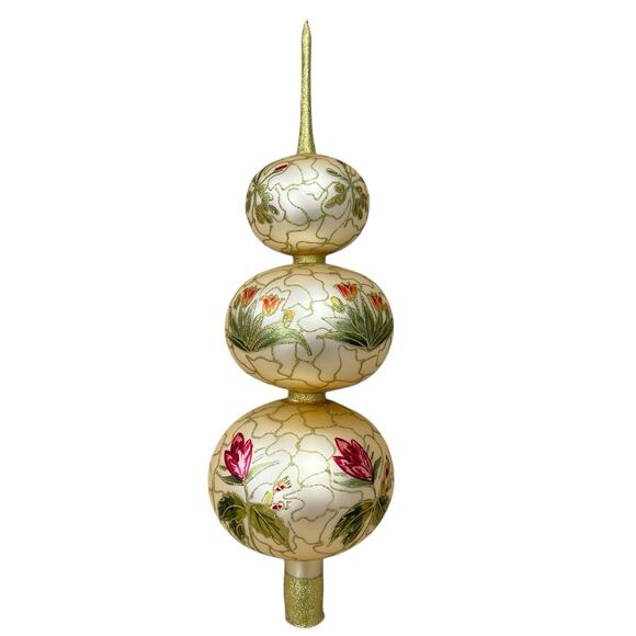 Vintage Polish Mouth Blown Glass Hand Painted Christmas Tree Topper 14” - Picture 1 of 8